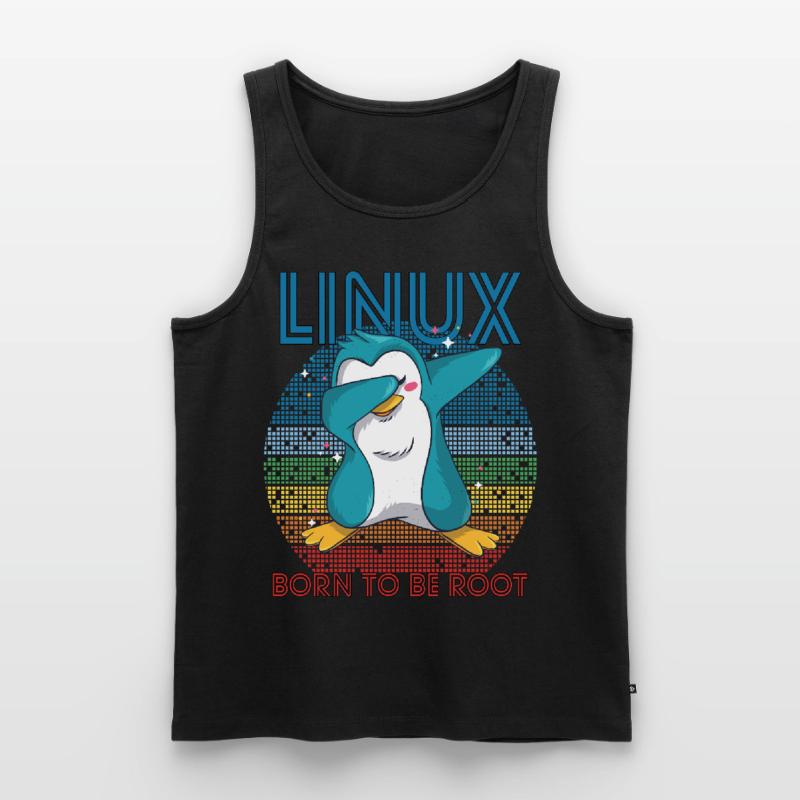 Born To Be Root Retro Penguin Linux Nerd Program Men's Premium Organic Tank Top
