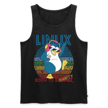 Linux Party Born To Be Root Geek Game Programmer A - Men's Premium Organic Tank Top - black - Front - AI Model Male 178 light (178cm)