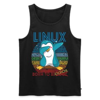 Linux Cool Born To Be Root Cute Penguin Geek Admin - Men's Premium Organic Tank Top - black - Front - AI Model Male 178 light (178cm)