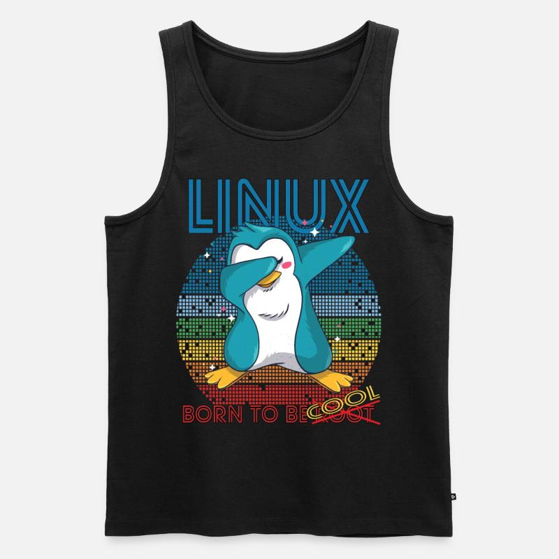 Linux Cool Born To Be Root Cute Penguin Geek Admin - Débardeur bio Premium Homme - noir