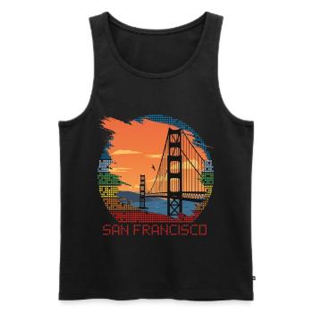 San Francisco Golden Gate Bridge in Kalifornien So - Männer Premium Bio Tank Top - Schwarz - Vorne - AI Model Male 178 light (178cm)