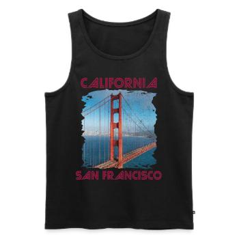 California Love San Francisco Golden Gate Bridge-A - Men's Premium Organic Tank Top - black - Front - AI Model Male 178 light (178cm)