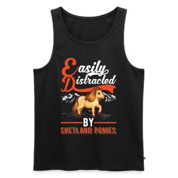 Easily distracted by Shetland Ponies Shetty - Männer Premium Bio Tank Top - Schwarz - Vorne - AI Model Male 178 light (178cm)