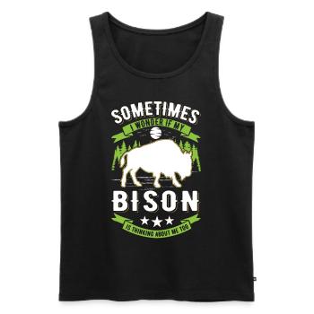 Buffalo Gift Bison Buffallo Buffle d’eau - Débardeur bio Premium Homme - noir - Devant - Michal (187cm)