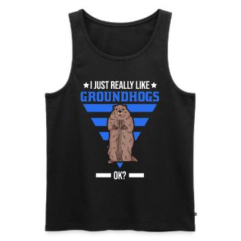 I just really like Groundhogs Marmot Murmeltier - Männer Premium Bio Tank Top - Schwarz - Vorne - Michal (187cm)