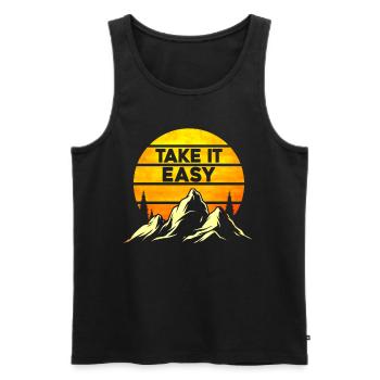 Take It Easy Camping - Men's Premium Organic Tank Top - black - Front - AI Model Male 178 light (178cm)