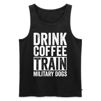 Coffee Drinking, Train, Military Dogs, Police Officer - Men's Premium Organic Tank Top - black - Front - AI Model Male 178 light (178cm)