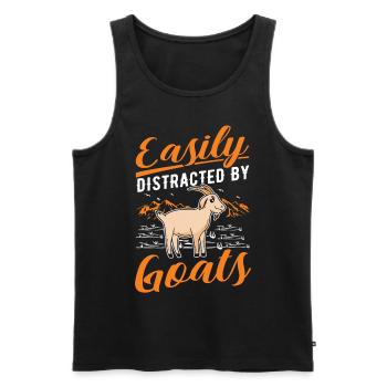 Facilement distrait par les chèvres Ziegenwirt Goat - Débardeur bio Premium Homme - noir - Devant - Michal (187cm)