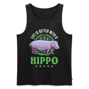 La vie est meilleure avec un hippopotame - Débardeur bio Premium Homme - noir - Devant - AI Model Male 178 light (178cm)