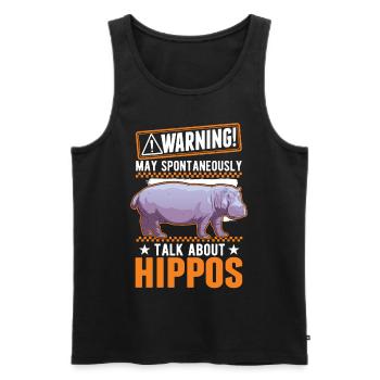 Warning Hippo Hippo Hippo Hippo - Men's Premium Organic Tank Top - black - Front - AI Model Male 178 light (178cm)