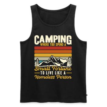 Camping où vous dépensez une petite fortune - Débardeur bio Premium Homme - noir - Devant - Michal (187cm)