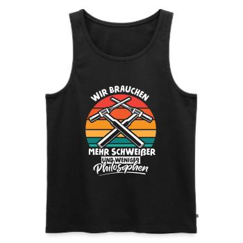 Wir brauchen mehr Schweißer und weniger Philosophe - Männer Premium Bio Tank Top - Schwarz - Vorne - Michal (187cm)