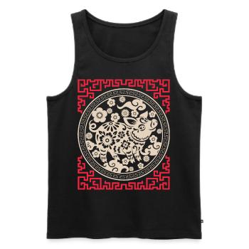Horoscope chinois Chine Année du Cochon - Débardeur bio Premium Homme - noir - Devant - AI Model Male 178 light (178cm)