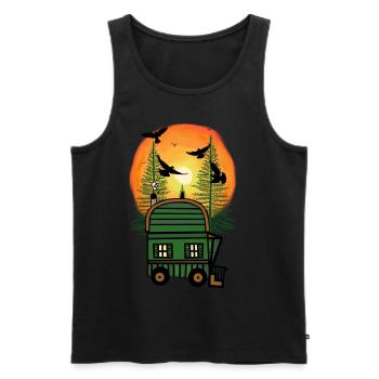 Bauwagen Naturfreund Freak Öko Haus Hütte wohnen - Débardeur bio Premium Homme - noir - Devant - AI Model Male 178 light (178cm)