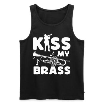 Trumpet Player Pun Kiss My Brass - Männer Premium Bio Tank Top - Schwarz - Vorne - AI Model Male 178 light (178cm)