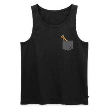 Trumpet Player Pocket - Männer Premium Bio Tank Top - Schwarz - Vorne - Michal (187cm)