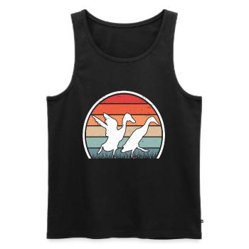 Indian Running Duck Retro Bottle Duck Vintage - Débardeur bio Premium Homme - noir - Devant - Michal (187cm)