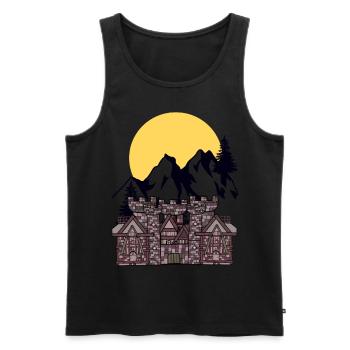 Moyen Âge Château Forteresse Chevalier Moon Montagnes Montagne - Débardeur bio Premium Homme - noir - Devant - Michal (187cm)