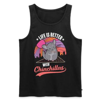 Das Leben ist besser mit Chinchillas - Männer Premium Bio Tank Top - Schwarz - Vorne - Michal (187cm)