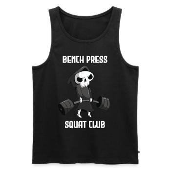 Bench Press Squad Club Workout Grim Reaper Training - Débardeur bio Premium Homme - noir - Devant - AI Model Male 178 light (178cm)