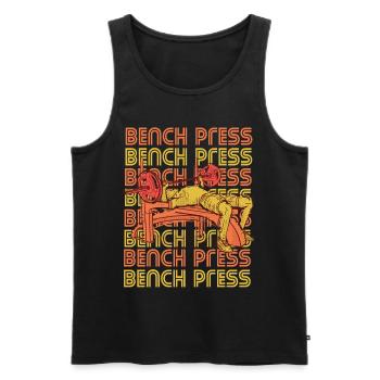 Bench Press Retro Gym Chest Workout Entraînement en force - Débardeur bio Premium Homme - noir - Devant - AI Model Male 178 light (178cm)