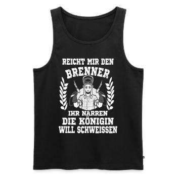 Reicht mir den Brenner ihr Narren die Königin will - Männer Premium Bio Tank Top - Schwarz - Vorne - Michal (187cm)
