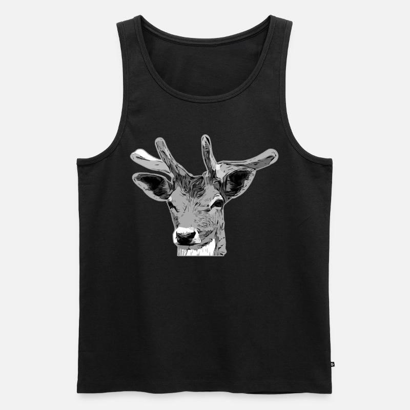 Hirsch Waldtier Design - Männer Premium Bio Tank Top - Schwarz