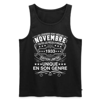 Les Légendes Sont Nées En Novembre 1933 Cadeau - Débardeur bio Premium Homme - noir - Devant - Michal (187cm)