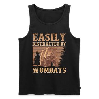 Distracted by Wombat Australia Marsupial - Men's Premium Organic Tank Top - black - Front - AI Model Male 178 light (178cm)