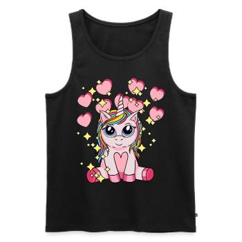 Licorne Hearty Mythical Animal Enfants Stardust - Débardeur bio Premium Homme - noir - Devant - AI Model Male 178 light (178cm)