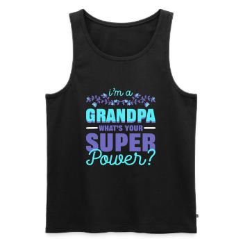 Je suis un grand-père Quel est ton superpouvoir grand-père - Débardeur bio Premium Homme - noir - Devant - AI Model Male 178 light (178cm)