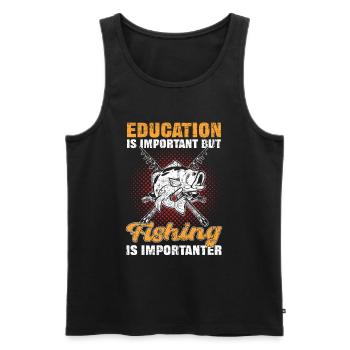 Education Is Important but Fishing Is Importanter - Men's Premium Organic Tank Top - black - Front - Michal (187cm)