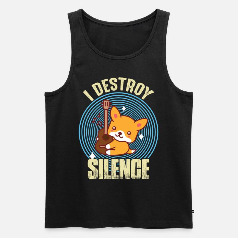 Guitare Destroy Silence Nice Fox guitariste Rockgi - Débardeur bio Premium Homme - noir