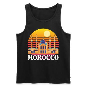 Maroc Temple Afrique Gibraltar Plage marocaine - Débardeur bio Premium Homme - noir - Devant - AI Model Male 178 light (178cm)