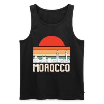 Maroc Skyline Afrique Gibraltar Souven marocain - Débardeur bio Premium Homme - noir - Devant - AI Model Male 178 light (178cm)
