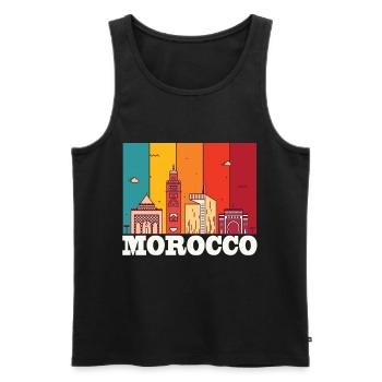 Maroc Skyline Afrique Souvenir Marocain Gibralt - Débardeur bio Premium Homme - noir - Devant - AI Model Male 178 light (178cm)