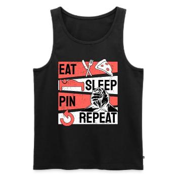 Armdrücken Armdrücker Eat Sleep Pin Repeat - Männer Premium Bio Tank Top - Schwarz - Vorne - Michal (187cm)