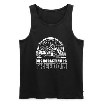 Bushcrafting is Freedom Bushcrafter Natural - Männer Premium Bio Tank Top - Schwarz - Vorne - AI Model Male 178 light (178cm)