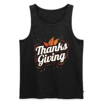 Brown Leaves Logo for Thanksgiving - Männer Premium Bio Tank Top - Schwarz - Vorne - Michal (187cm)