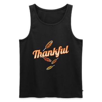 Brown Turkey Feathers Logo reconnaissant pour - Débardeur bio Premium Homme - noir - Devant - AI Model Male 178 light (178cm)