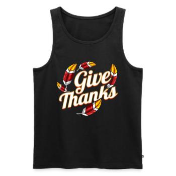Colorful Feathers Of A Turkey Give Thanks Logo - Männer Premium Bio Tank Top - Schwarz - Vorne - AI Model Male 178 light (178cm)