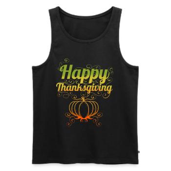 Pumpkin With Ornaments Logo For Happy Thanksgiving - Men's Premium Organic Tank Top - black - Front - Michal (187cm)