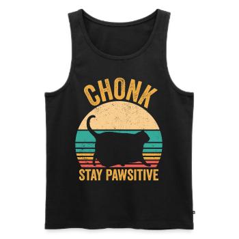 Chonk Meme Cat Chonk Stay Pawsitive - Men's Premium Organic Tank Top - black - Front - AI Model Male 178 light (178cm)
