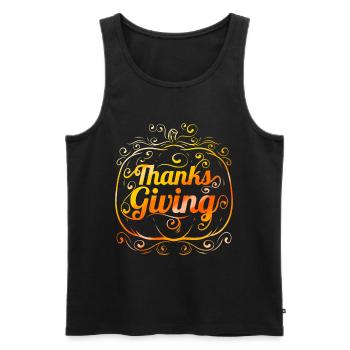 Ornement orange citrouille Thanksgiving - Débardeur bio Premium Homme - noir - Devant - AI Model Male 178 light (178cm)