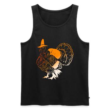 Stylized Turkey With A Pilgrims Hat For - Männer Premium Bio Tank Top - Schwarz - Vorne - AI Model Male 178 light (178cm)