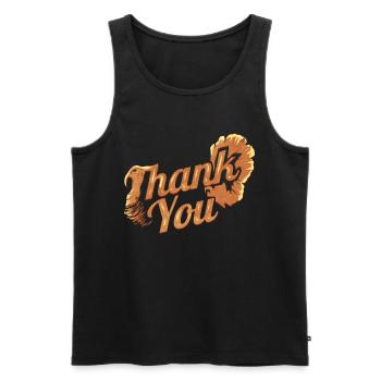 Merci Turquie pour Thanksgiving - Débardeur bio Premium Homme - noir - Devant - AI Model Male 178 light (178cm)