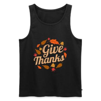 Brown Leaves Give Thanks Autumn Thanksgiving - Men's Premium Organic Tank Top - black - Front - Michal (187cm)