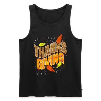 Logo de Thanks Giving pour Thanksgiving - Débardeur bio Premium Homme - noir - Devant - AI Model Male 178 light (178cm)