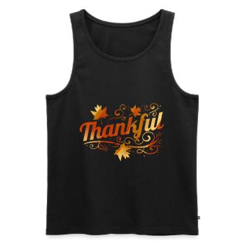 Ornament Brown Maple Leaves Thankful On - Men's Premium Organic Tank Top - black - Front - AI Model Male 178 light (178cm)
