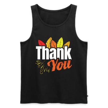 Thank You Logo with Colored Feathers Thanksgiving - Männer Premium Bio Tank Top - Schwarz - Vorne - AI Model Male 178 light (178cm)